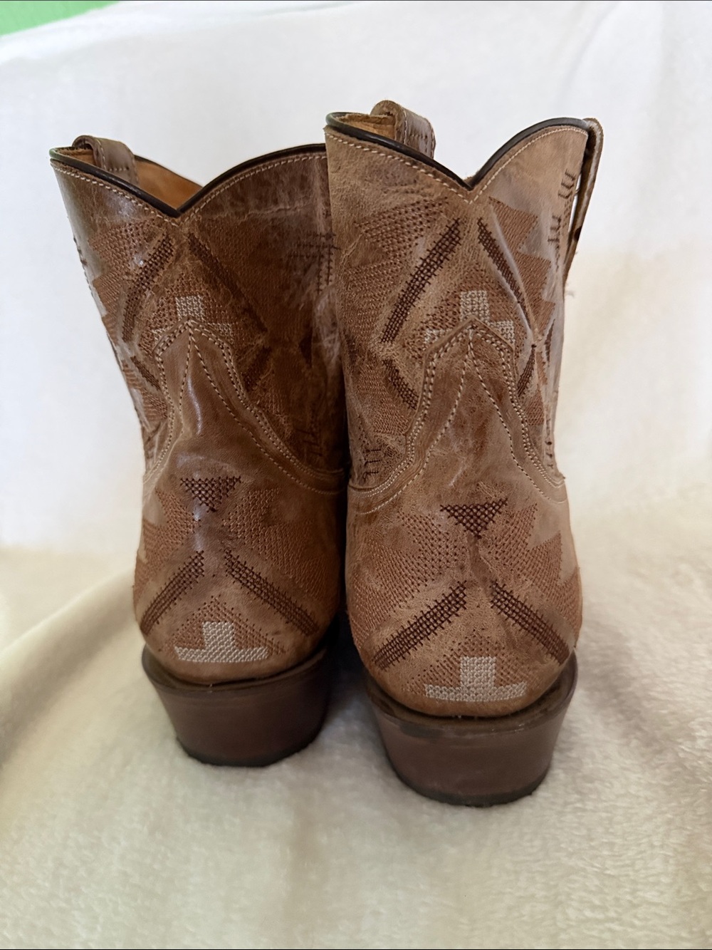 Roper Brown Leather Western Embroidered Ankle Boots - Picture 4 of 6